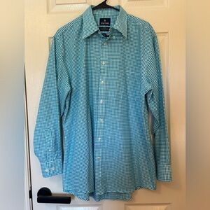 Stafford Turquoise Checkered Button Down Shirt